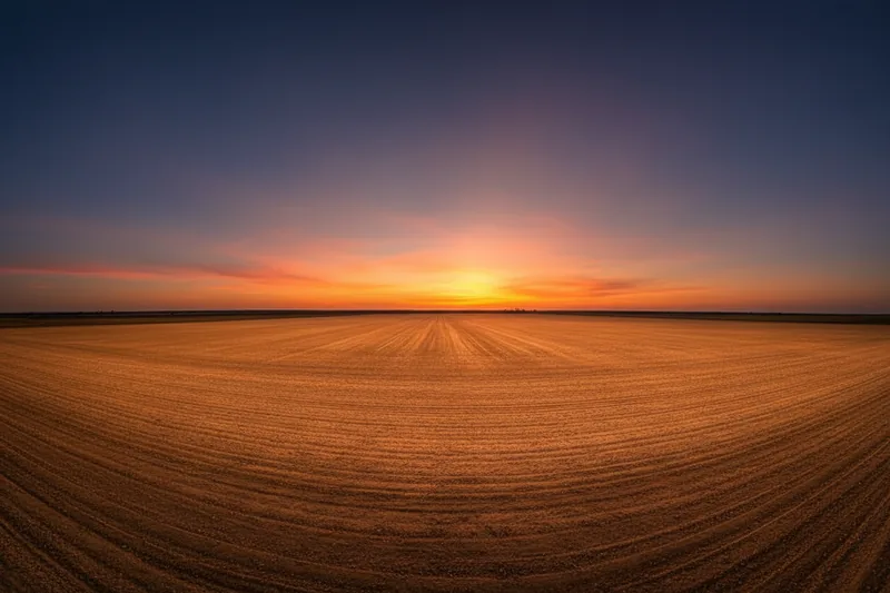 Cleared and worked ground at sunset in North Texas