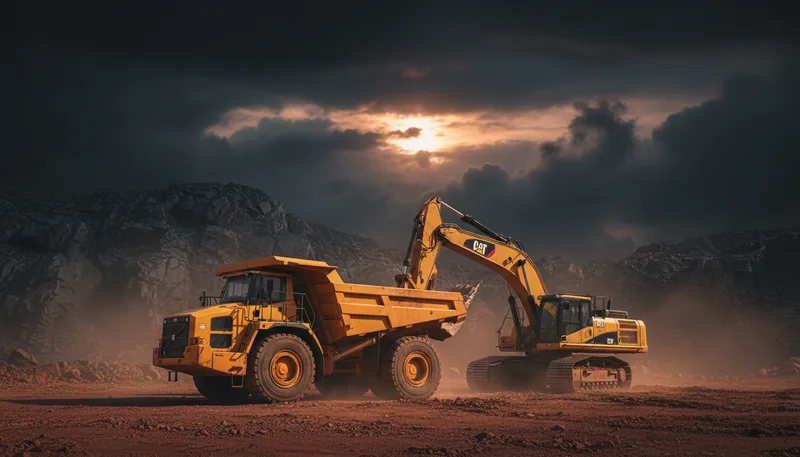 Dump truck and excavator moving dirt on a site