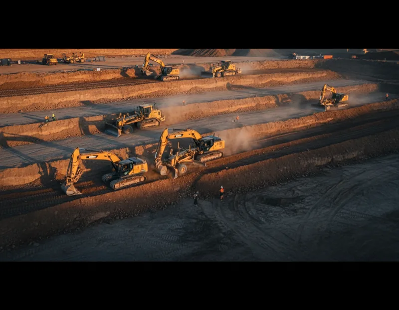 Aerial view of a large earthmoving site